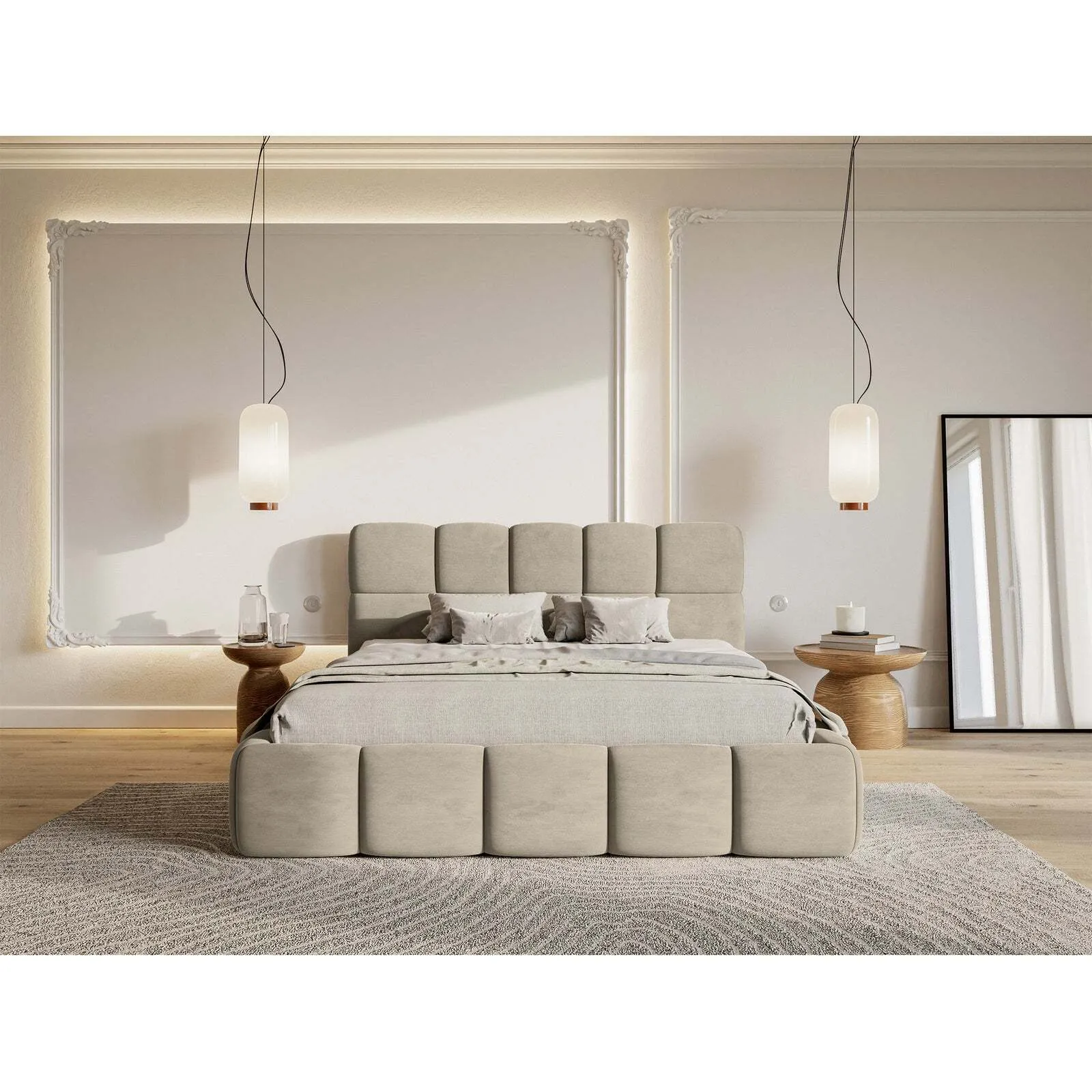 Lova Cloudy, pilkai smėlinė, 180x200 cm - Image 3