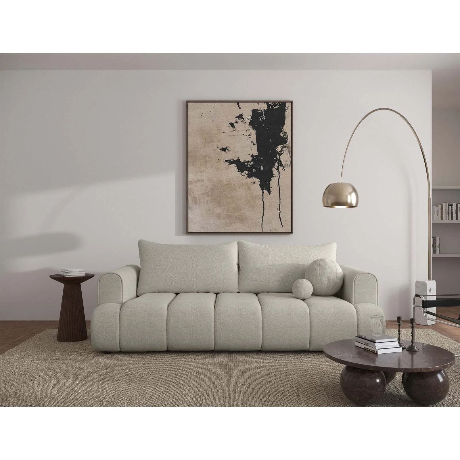 Trivietė sofa Dandelino, pilkai smėlinė - Image 2