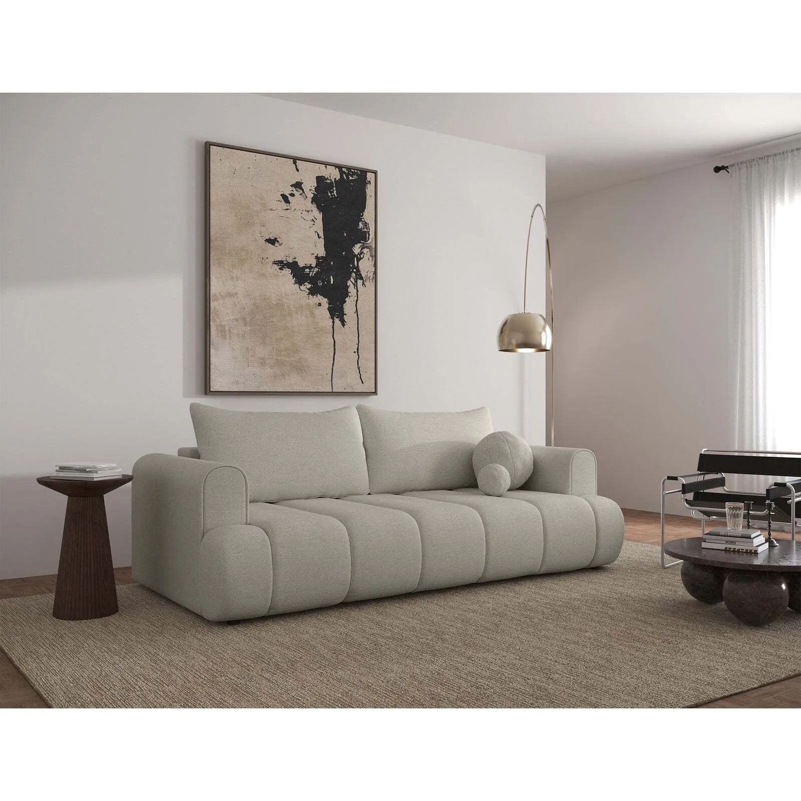 Trivietė sofa Dandelino, pilkai smėlinė - Image 3