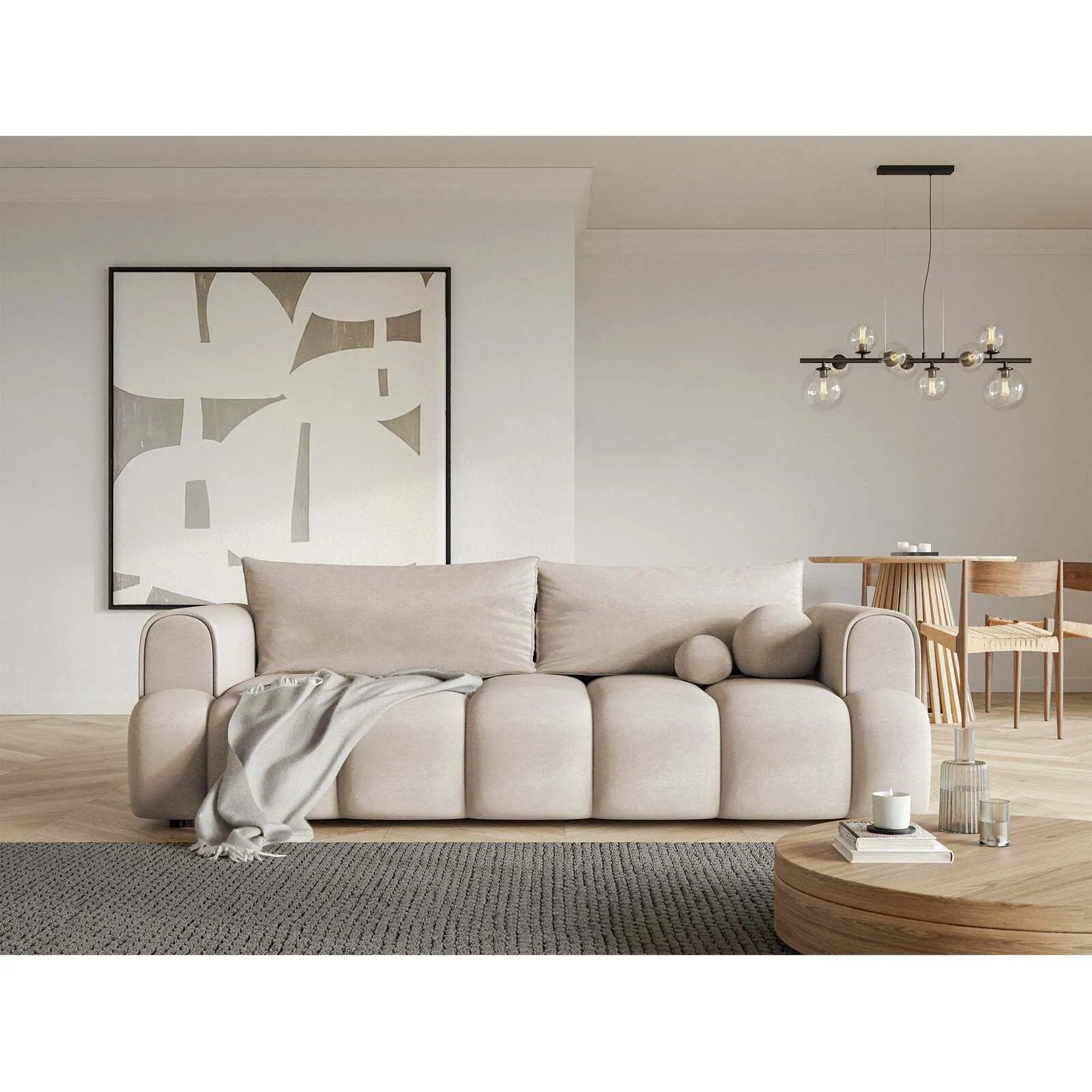 Trivietė sofa Dandelino, pilkai smėlinė - Image 2