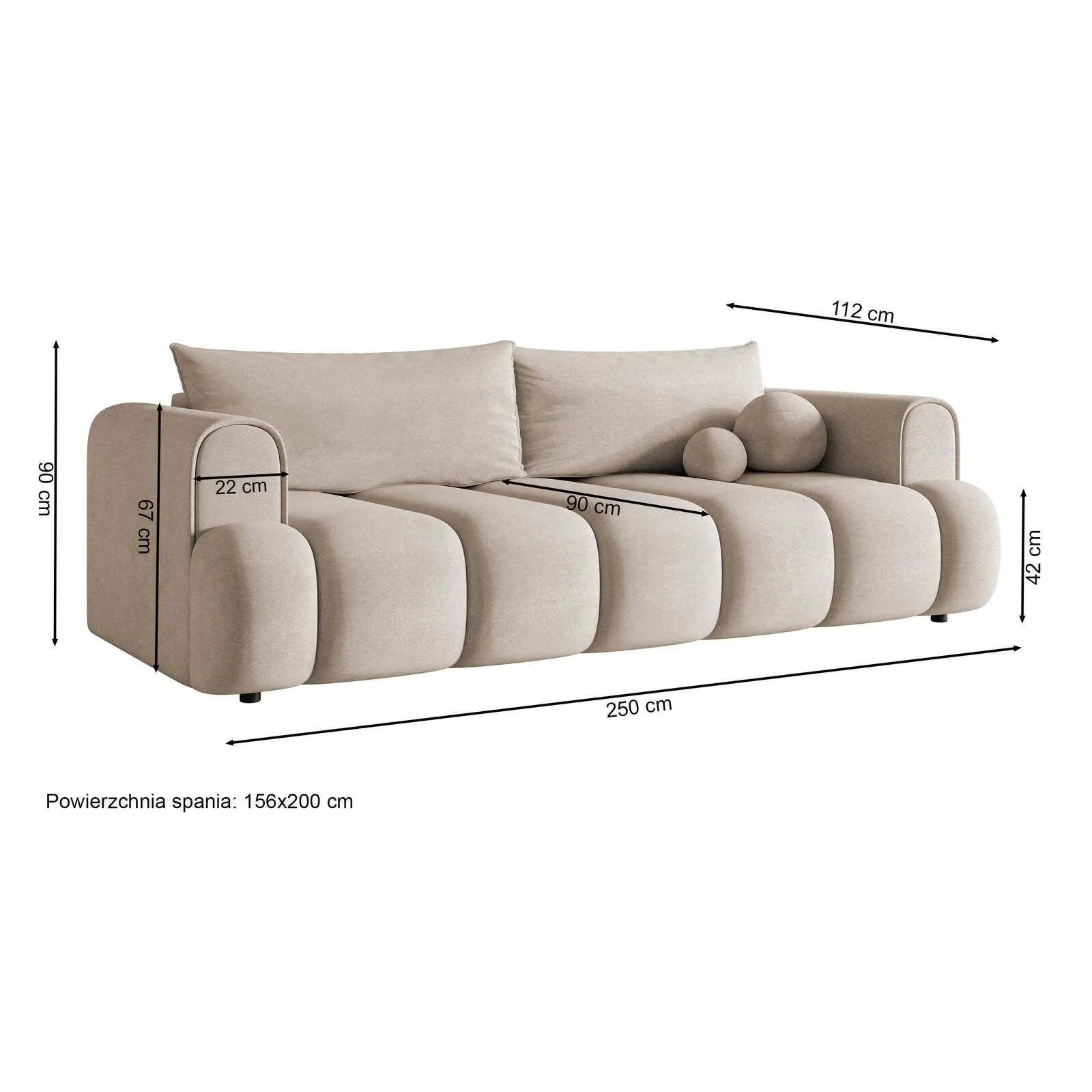 Trivietė sofa Dandelino, pilkai smėlinė - Image 7