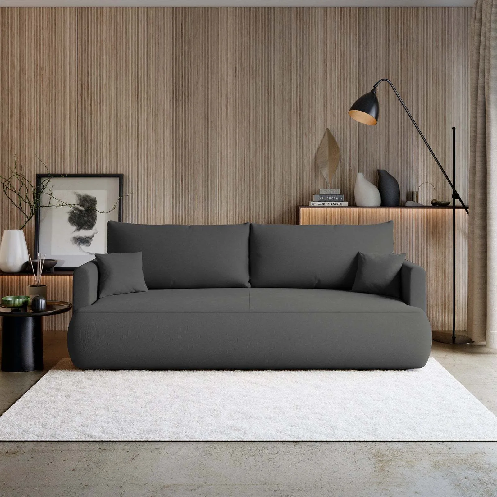 Trivietė sofa Ovo mini, tamsiai pilka - Image 2
