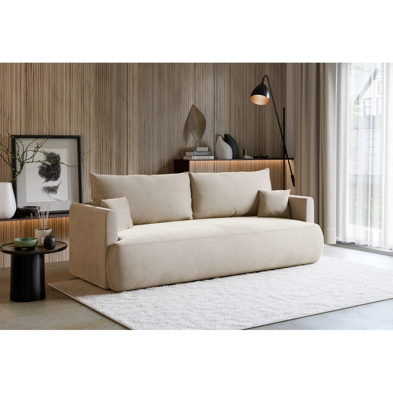 Trivietė sofa Ovo mini, kreminė - Image 5