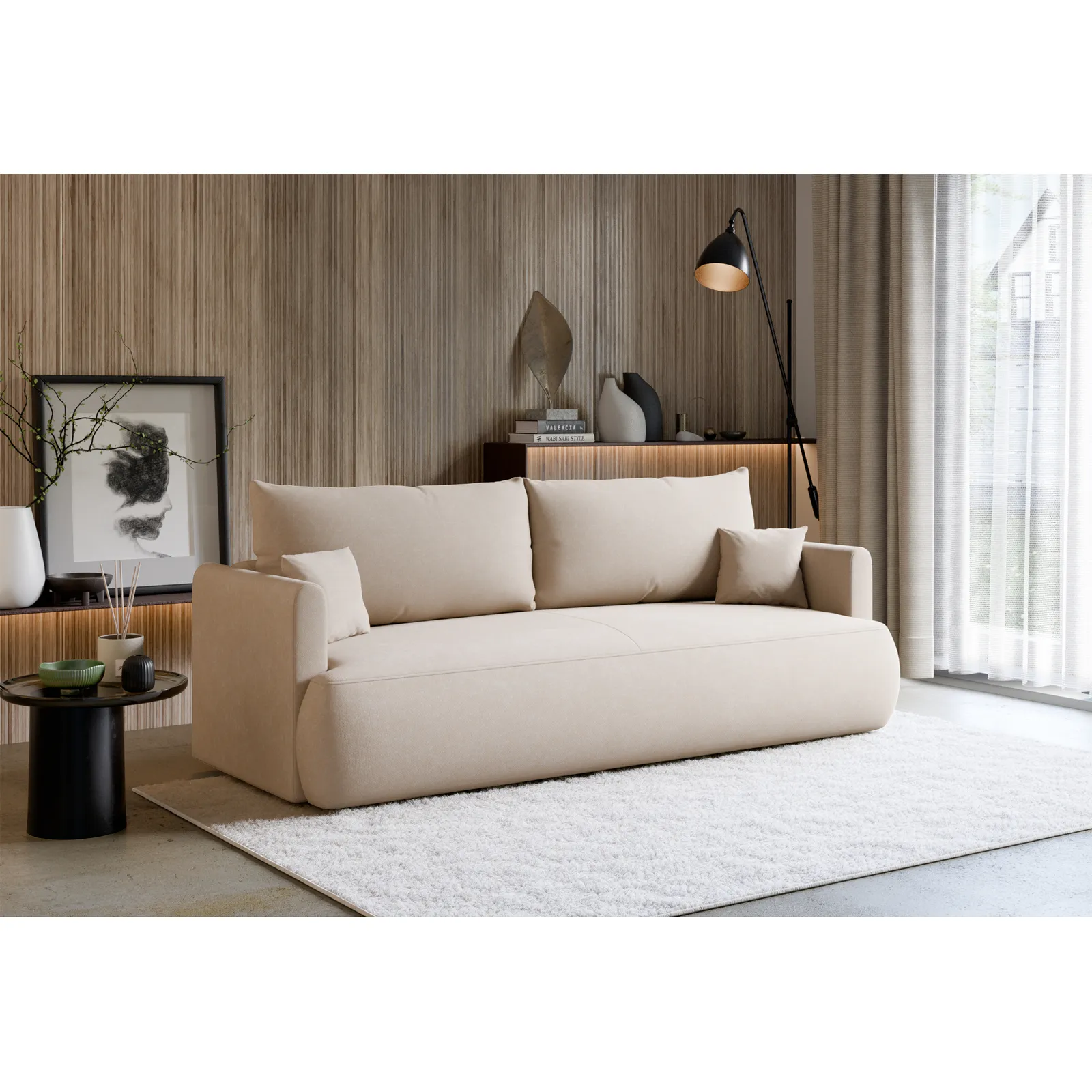 Trivietė sofa Ovo mini, kreminė - Image 5