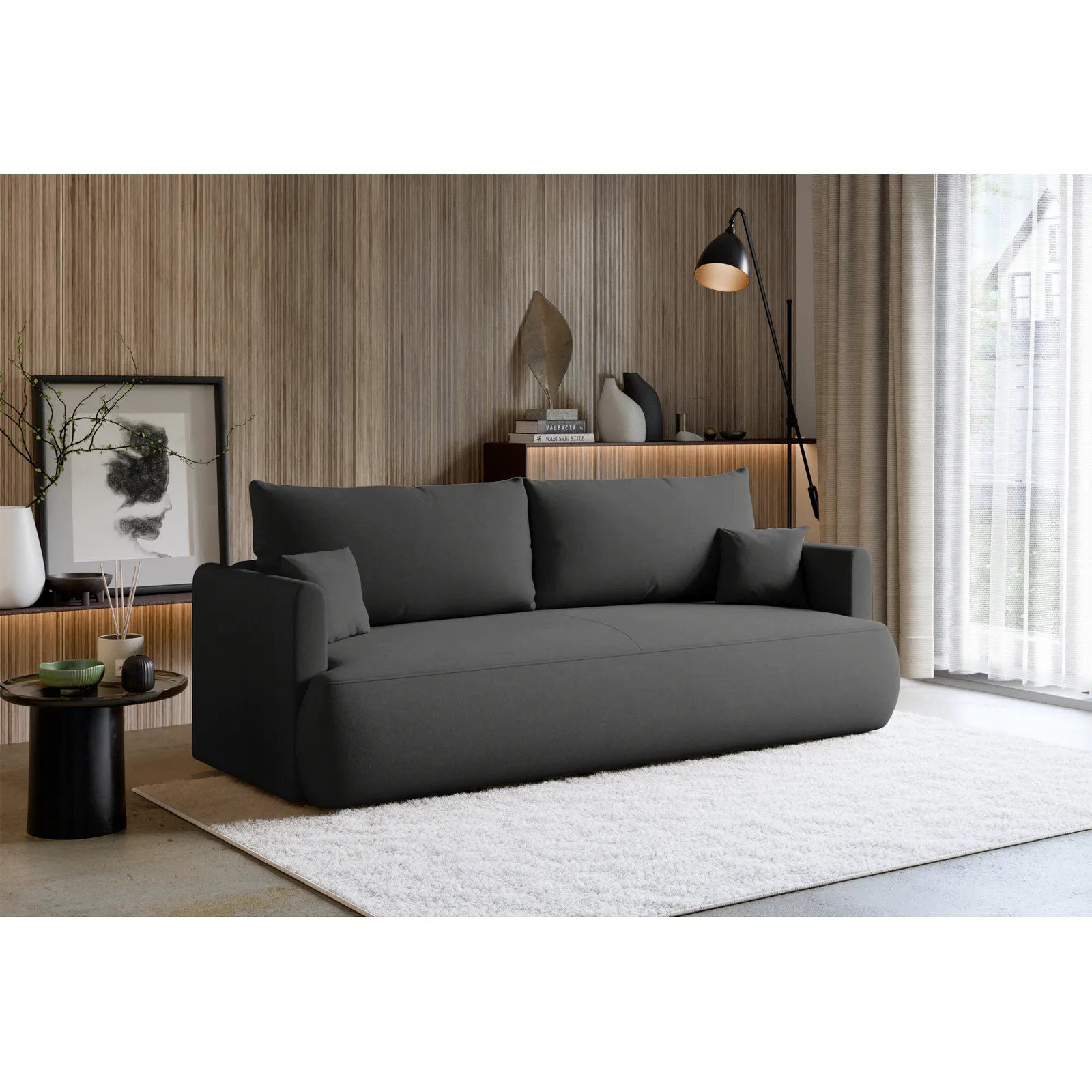 Trivietė sofa Ovo mini, tamsiai pilka - Image 5