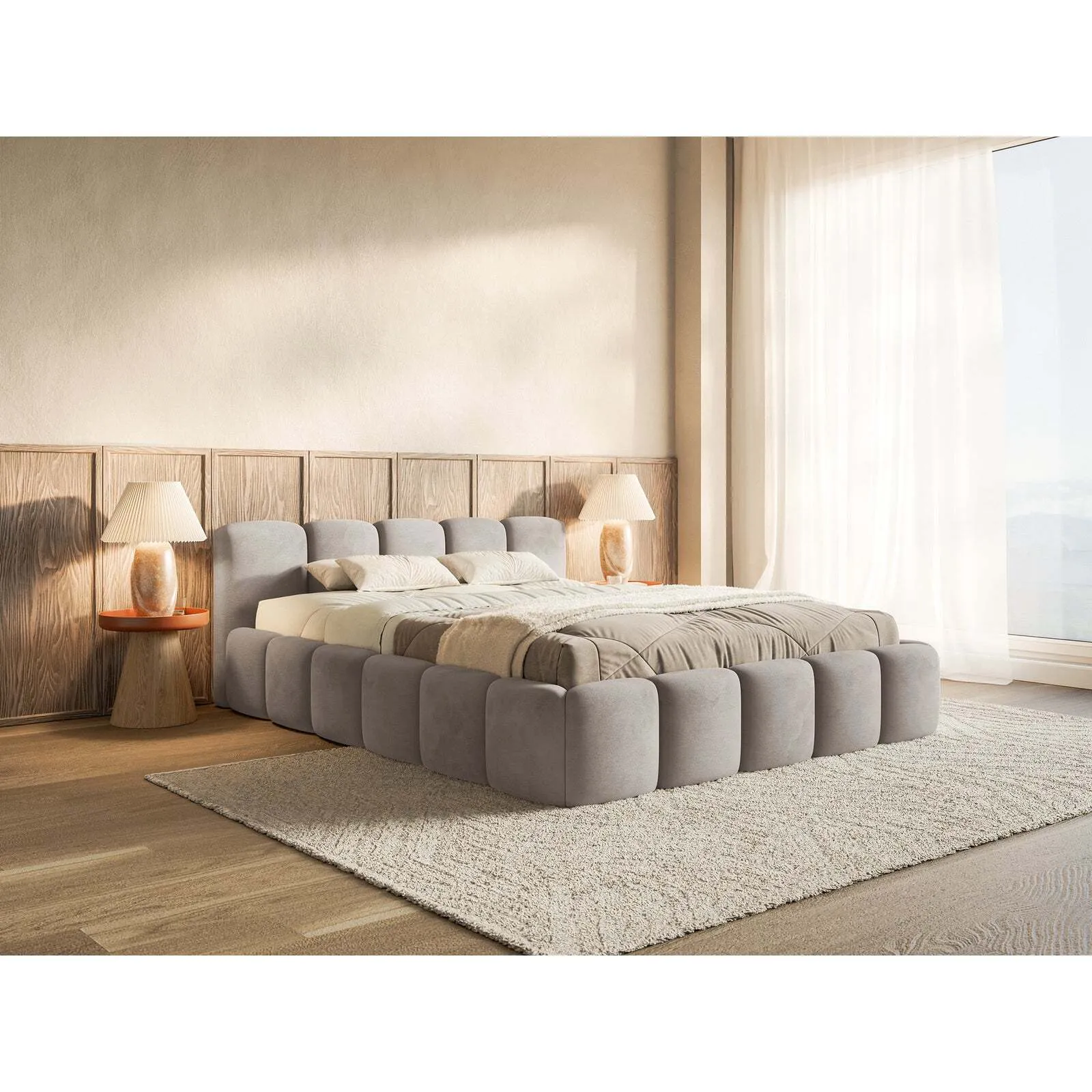 Lova Cloudy Low, pilka, 140x200 cm - Image 2