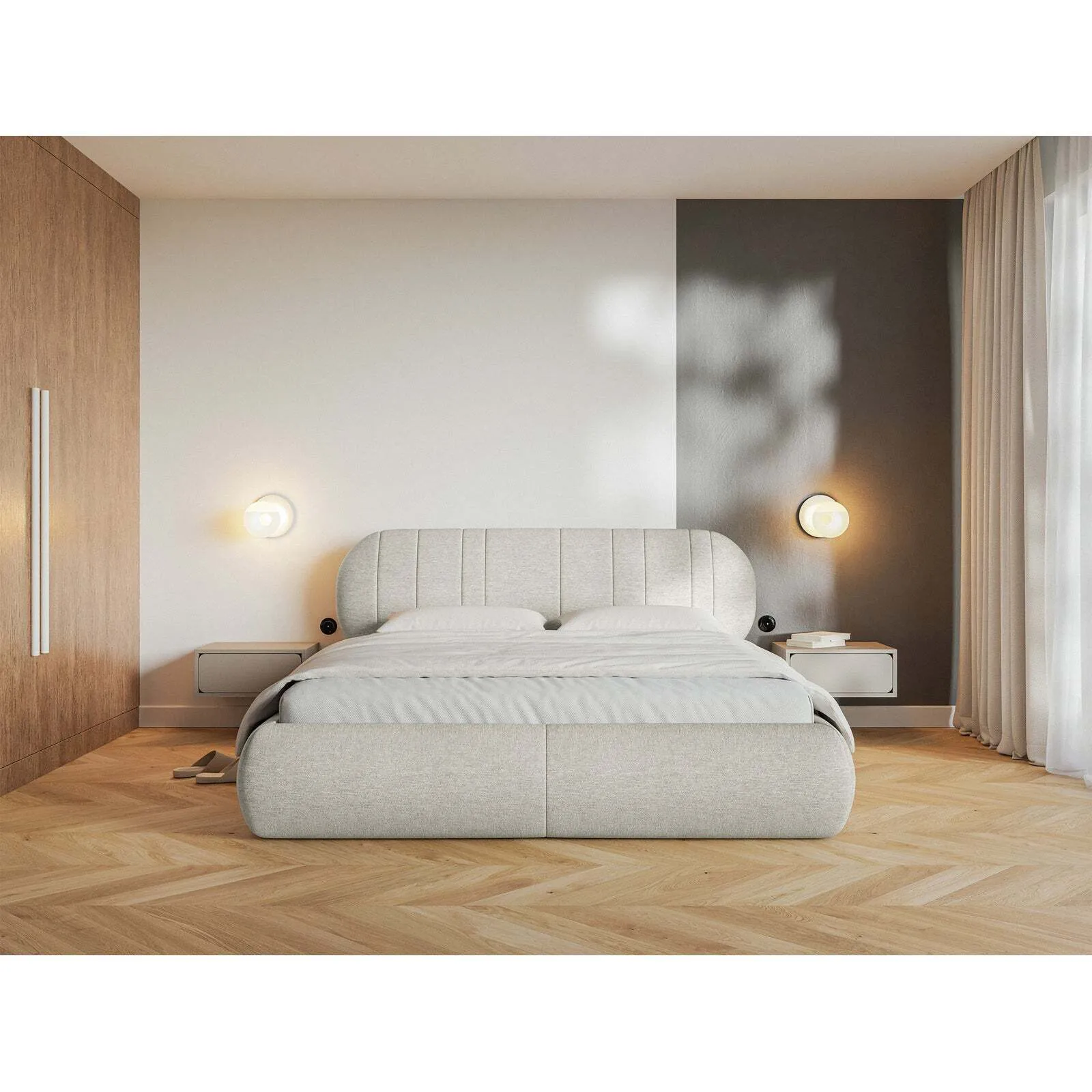 Lova Asmelio, kreminė, 180x200 cm - Image 3