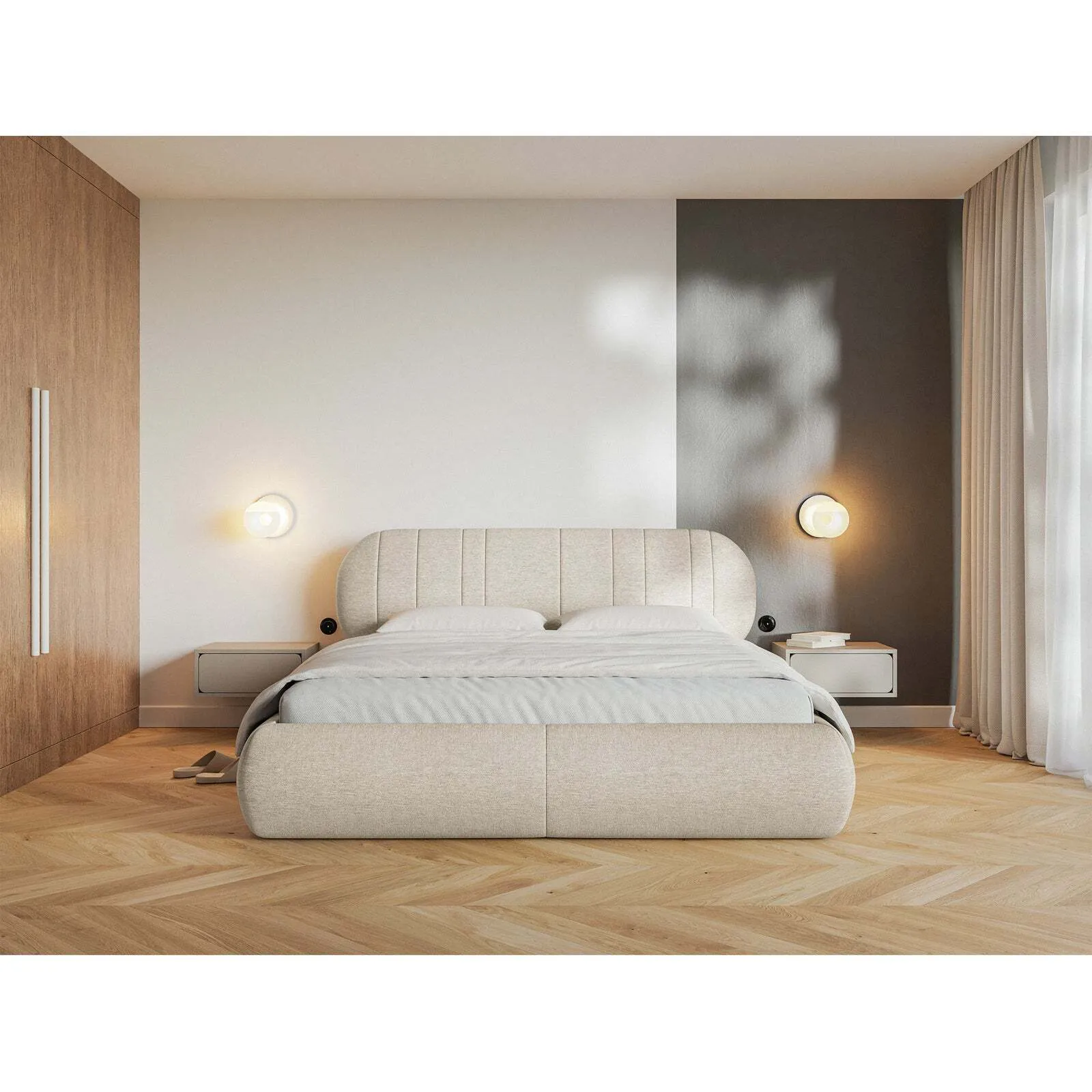 Lova Asmelio, kreminė, 160x200 cm - Image 3