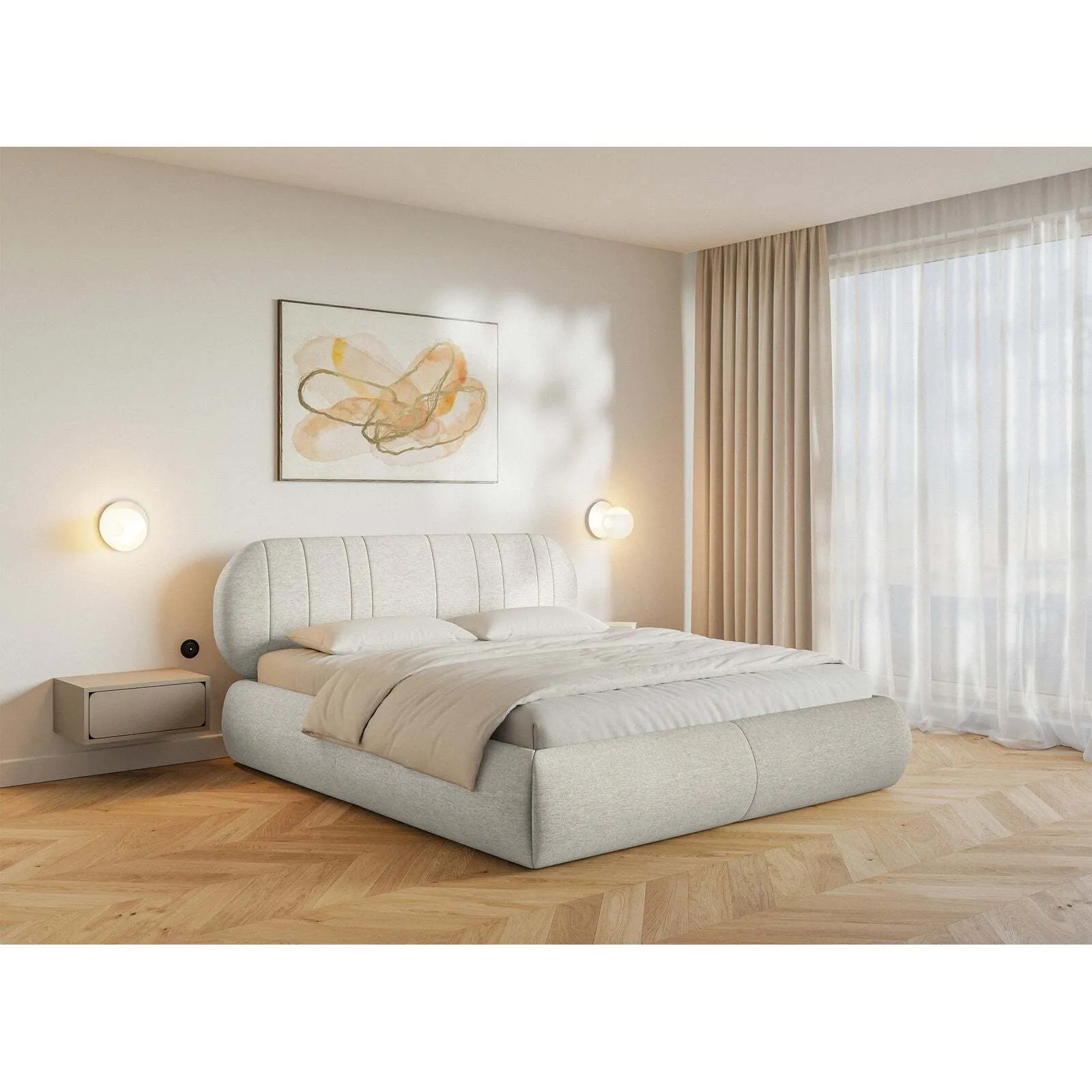 Lova Asmelio, kreminė, 180x200 cm - Image 2